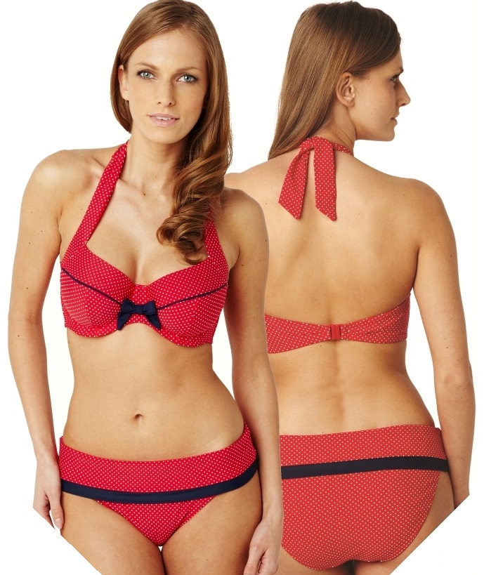 Panache Britt Halterneck Swimsuit Front and Rear view Red Spot